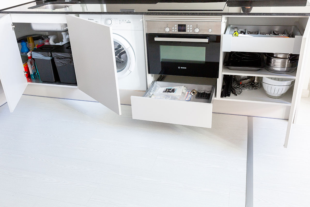 cocina gama alta integrada en salon en madrid